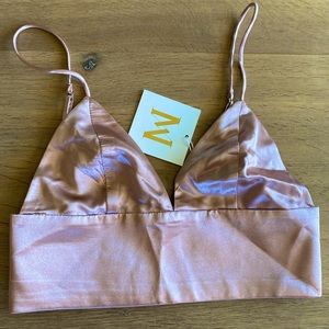 Meshki satin crop top. Size small. Color pink/rose.